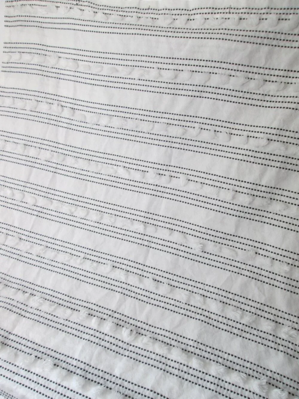 West Elm Organic Cotton Stripe Stitch Candlewick Pom Pom Shower Curtain 72